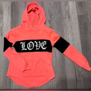 Women's Coral Hoodie with Black Accents